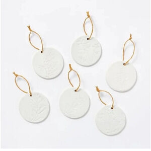 NIB Threshold Studio McGee Stamped White Ornaments